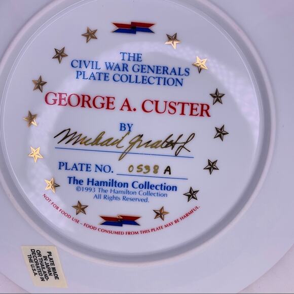 The Civil War Generals George A Custer plate 8” - Picture 8 of 8